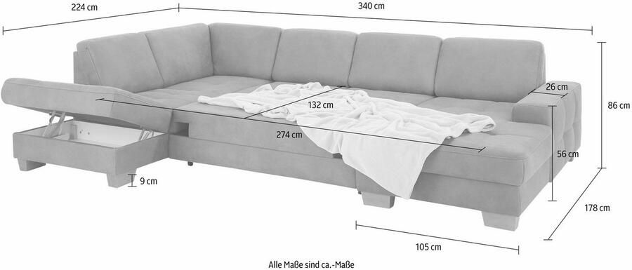 Home affaire Zithoek Puccini U-vorm met binnenvering zitdiepteverstelling contrastnaad - Foto 5