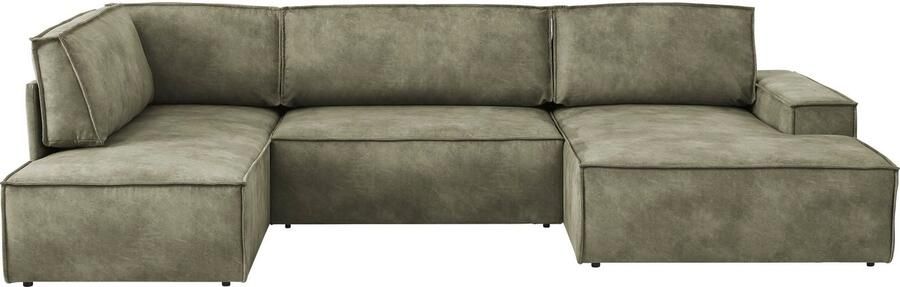Home affaire Zithoek SHERWOOD 329 cm U-vorm slaapbank Slaapfunctie met bedkist (194x139 cm) cord vintage fluweel