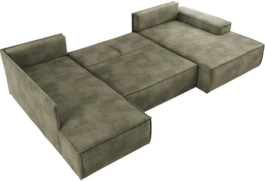 Home affaire Zithoek SHERWOOD 329 cm U-vorm slaapbank Slaapfunctie met bedkist (194x139 cm) cord vintage fluweel - Foto 3
