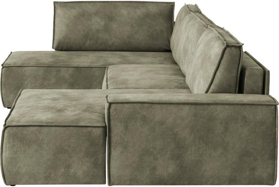 Home affaire Zithoek SHERWOOD 329 cm U-vorm slaapbank Slaapfunctie met bedkist (194x139 cm) cord vintage fluweel - Foto 7
