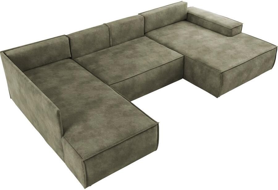 Home affaire Zithoek SHERWOOD 329 cm U-vorm slaapbank Slaapfunctie met bedkist (194x139 cm) cord vintage fluweel - Foto 5