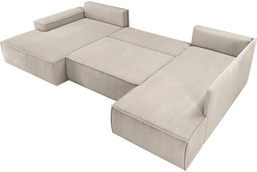Home affaire Zithoek SHERWOOD 329 cm U-vorm slaapbank Slaapfunctie met bedkist (194x139 cm) cord vintage fluweel - Foto 4