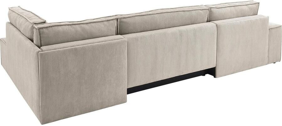 Home affaire Zithoek SHERWOOD 329 cm U-vorm slaapbank Slaapfunctie met bedkist (194x139 cm) cord vintage fluweel - Foto 12