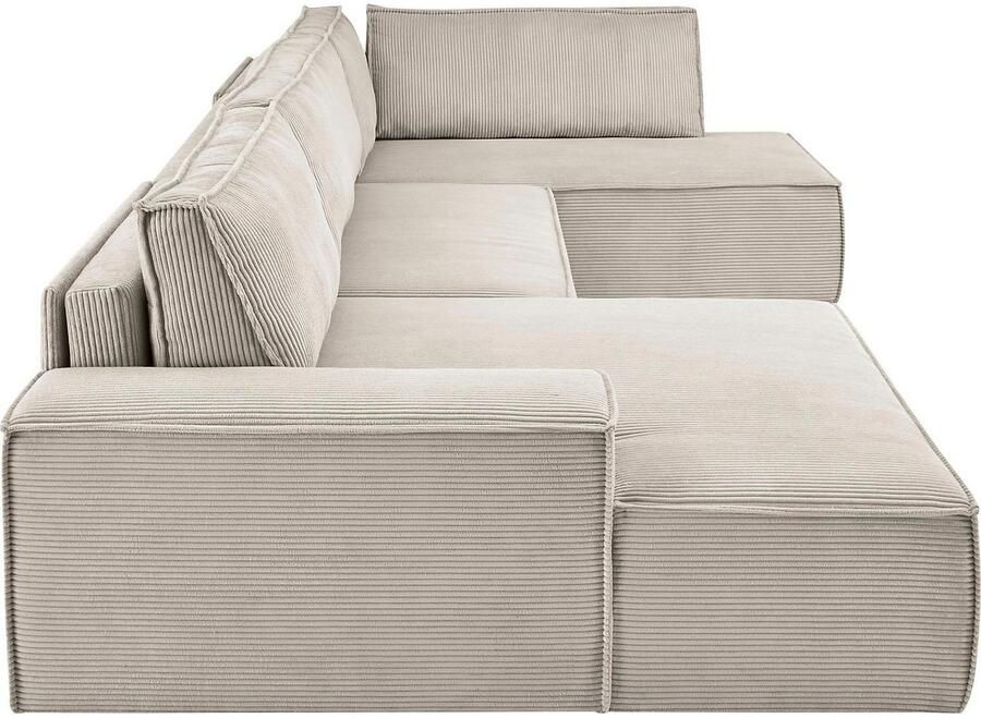 Home affaire Zithoek SHERWOOD 329 cm U-vorm slaapbank Slaapfunctie met bedkist (194x139 cm) cord vintage fluweel - Foto 2