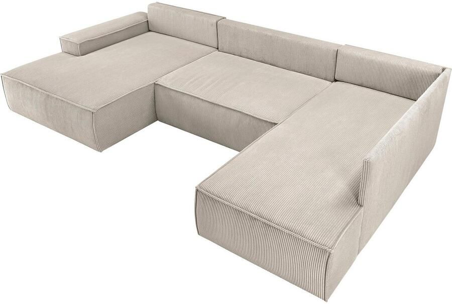 Home affaire Zithoek SHERWOOD 329 cm U-vorm slaapbank Slaapfunctie met bedkist (194x139 cm) cord vintage fluweel - Foto 5
