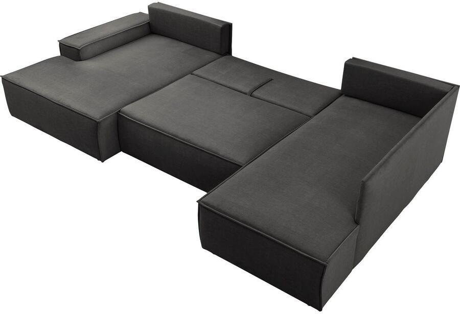 Home affaire Zithoek SHERWOOD 329 cm U-vorm slaapbank Slaapfunctie met bedkist (194x139 cm) cord vintage fluweel - Foto 3