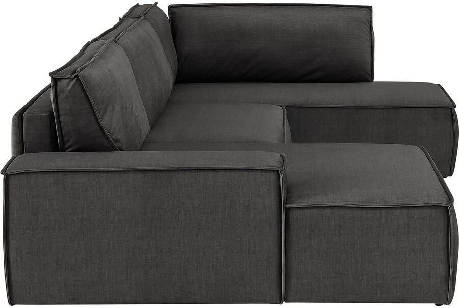 Home affaire Zithoek SHERWOOD 329 cm U-vorm slaapbank Slaapfunctie met bedkist (194x139 cm) cord vintage fluweel - Foto 6