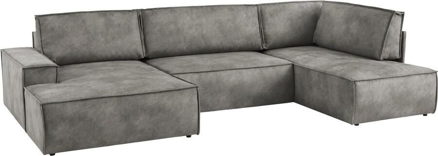 Home affaire Zithoek SHERWOOD 329 cm U-vorm slaapbank Slaapfunctie met bedkist (194x139 cm) cord vintage fluweel - Foto 12