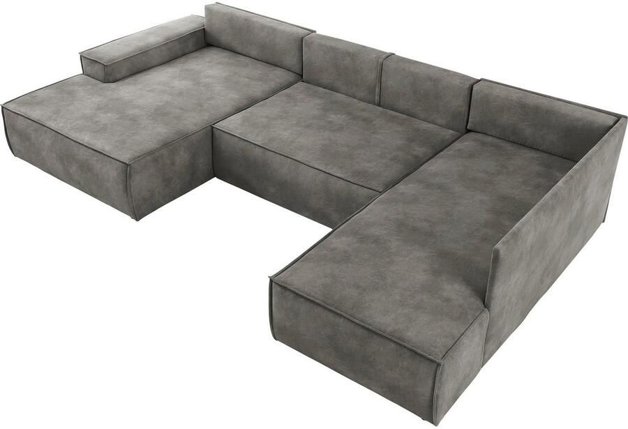 Home affaire Zithoek SHERWOOD 329 cm U-vorm slaapbank Slaapfunctie met bedkist (194x139 cm) cord vintage fluweel - Foto 5