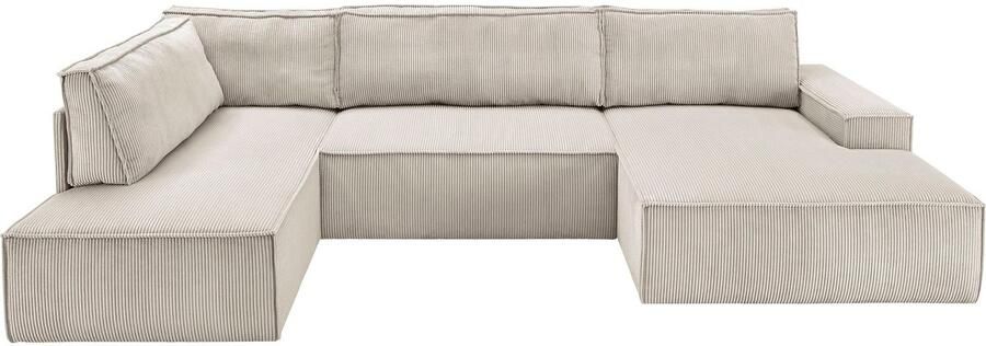 Home affaire Zithoek SHERWOOD 329 cm U-vorm slaapbank Slaapfunctie met bedkist (194x139 cm) cord vintage fluweel