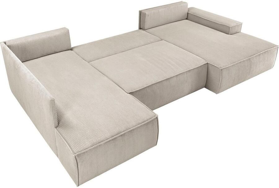 Home affaire Zithoek SHERWOOD 329 cm U-vorm slaapbank Slaapfunctie met bedkist (194x139 cm) cord vintage fluweel - Foto 4