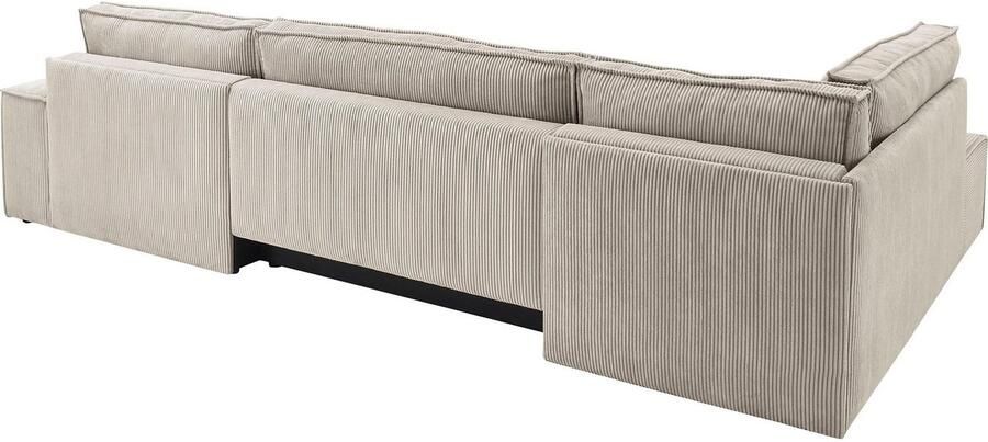Home affaire Zithoek SHERWOOD 329 cm U-vorm slaapbank Slaapfunctie met bedkist (194x139 cm) cord vintage fluweel - Foto 12