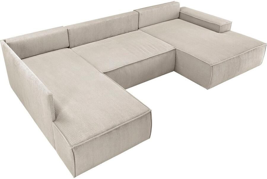 Home affaire Zithoek SHERWOOD 329 cm U-vorm slaapbank Slaapfunctie met bedkist (194x139 cm) cord vintage fluweel - Foto 5