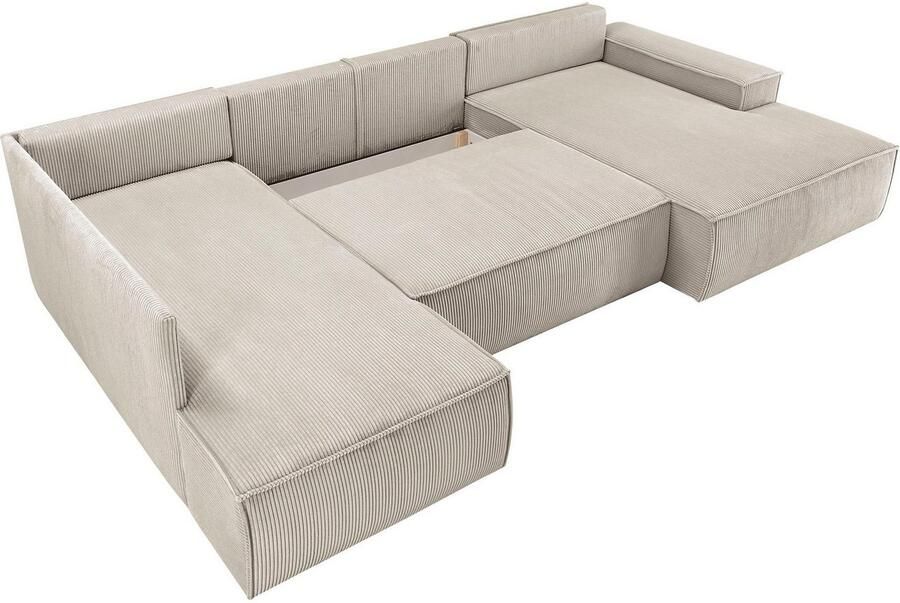 Home affaire Zithoek SHERWOOD 329 cm U-vorm slaapbank Slaapfunctie met bedkist (194x139 cm) cord vintage fluweel - Foto 6