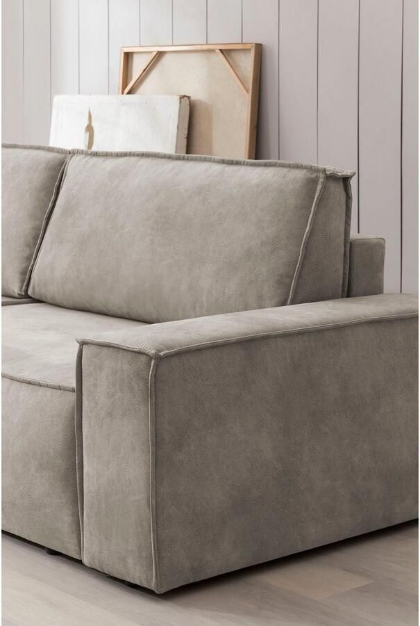 Home affaire Zithoek SHERWOOD 329 cm U-vorm slaapbank Slaapfunctie met bedkist (194x139 cm) cord vintage fluweel - Foto 6