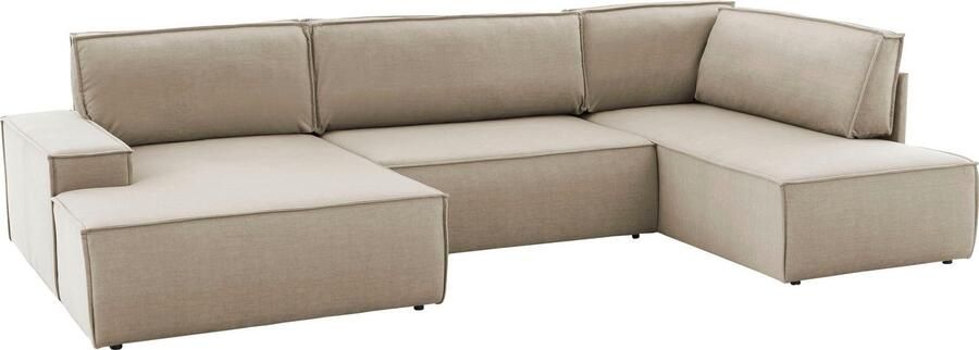 Home affaire Zithoek SHERWOOD 329 cm U-vorm slaapbank Slaapfunctie met bedkist (194x139 cm) cord vintage fluweel - Foto 11