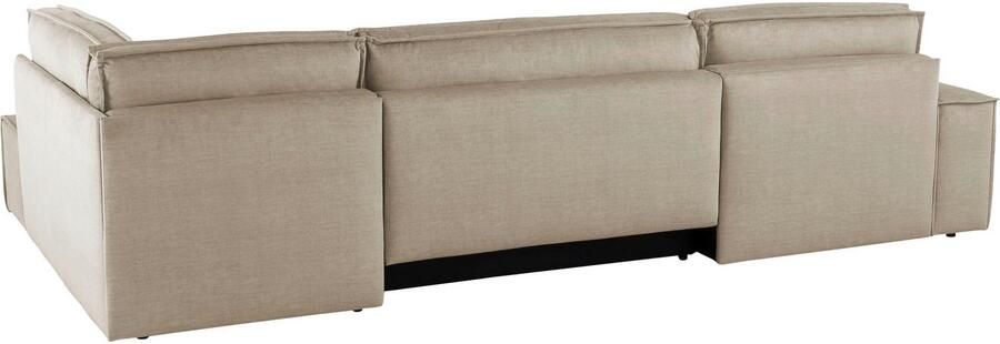Home affaire Zithoek SHERWOOD 329 cm U-vorm slaapbank Slaapfunctie met bedkist (194x139 cm) cord vintage fluweel - Foto 12