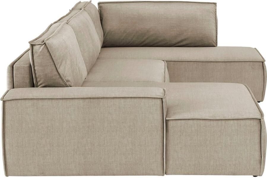 Home affaire Zithoek SHERWOOD 329 cm U-vorm slaapbank Slaapfunctie met bedkist (194x139 cm) cord vintage fluweel - Foto 6