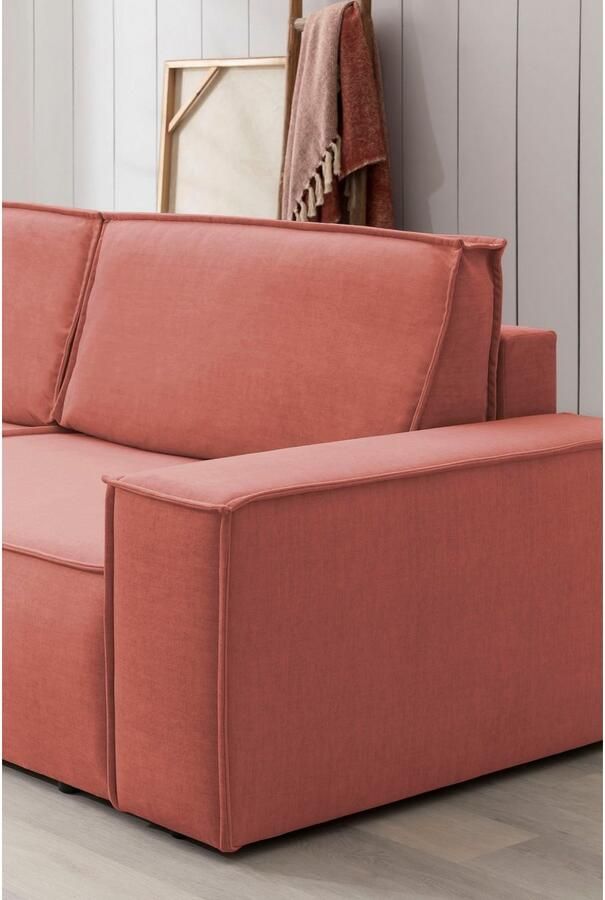 Home affaire Zithoek SHERWOOD 329 cm U-vorm slaapbank Slaapfunctie met bedkist (194x139 cm) cord vintage fluweel - Foto 6