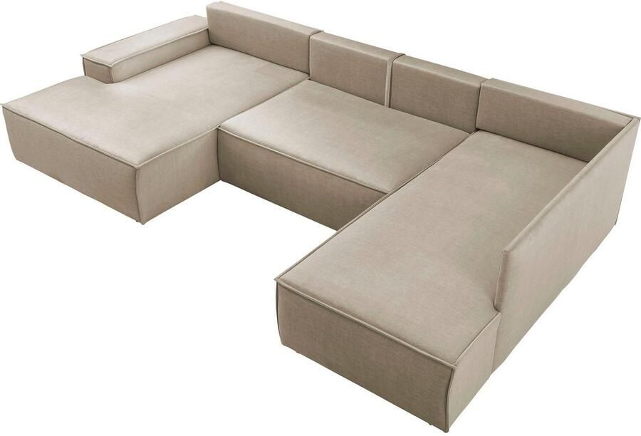 Home affaire Zithoek SHERWOOD 329 cm U-vorm slaapbank Slaapfunctie met bedkist (194x139 cm) cord vintage fluweel - Foto 3