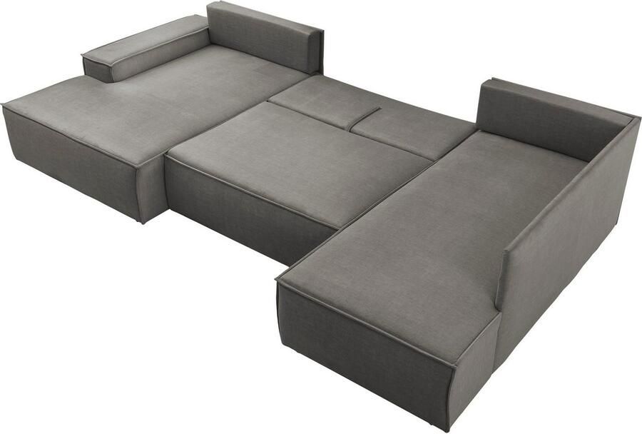 Home affaire Zithoek SHERWOOD 329 cm U-vorm slaapbank Slaapfunctie met bedkist (194x139 cm) cord vintage fluweel - Foto 4