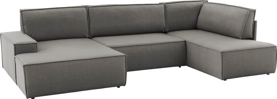 Home affaire Zithoek SHERWOOD 329 cm U-vorm slaapbank Slaapfunctie met bedkist (194x139 cm) cord vintage fluweel - Foto 12