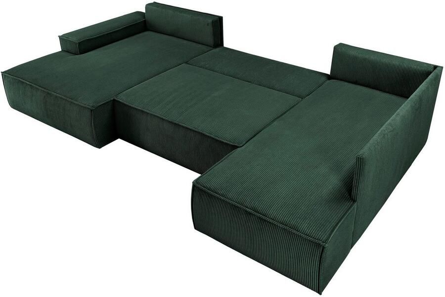 Home affaire Zithoek SHERWOOD 329 cm U-vorm slaapbank Slaapfunctie met bedkist (194x139 cm) cord vintage fluweel - Foto 4