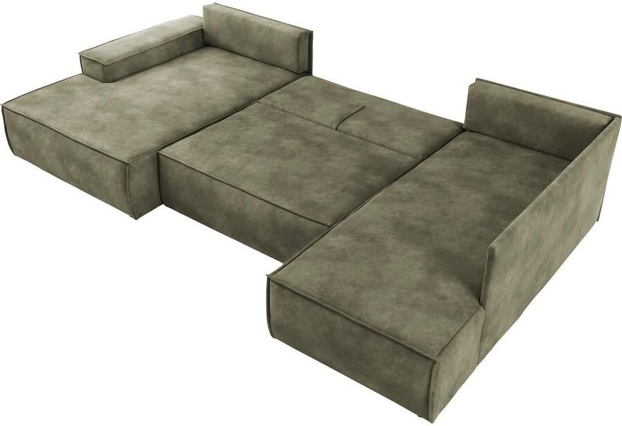 Home affaire Zithoek SHERWOOD 329 cm U-vorm slaapbank Slaapfunctie met bedkist (194x139 cm) cord vintage fluweel - Foto 3