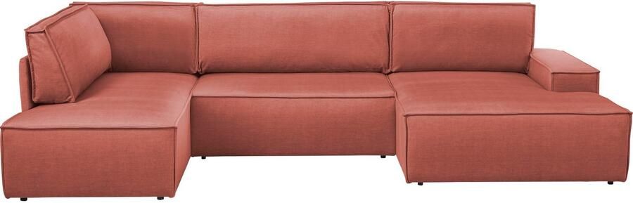 Home affaire Zithoek SHERWOOD 329 cm U-vorm slaapbank Slaapfunctie met bedkist (194x139 cm) cord vintage fluweel