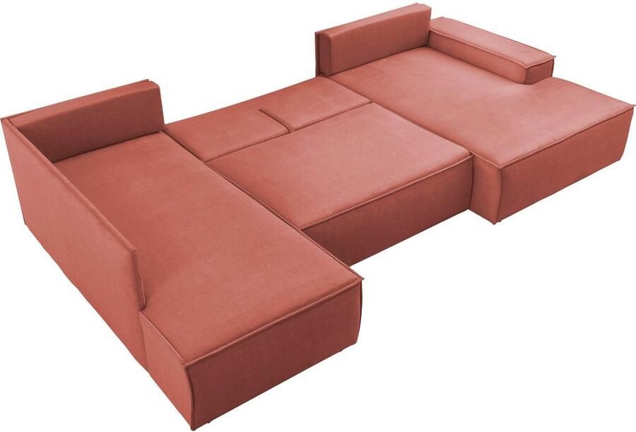 Home affaire Zithoek SHERWOOD 329 cm U-vorm slaapbank Slaapfunctie met bedkist (194x139 cm) cord vintage fluweel - Foto 5