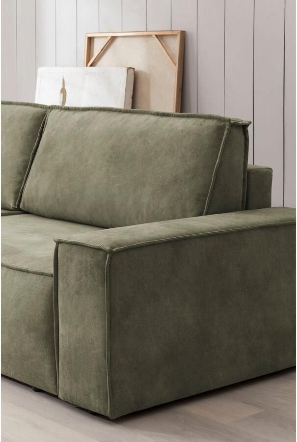 Home affaire Zithoek SHERWOOD 329 cm U-vorm slaapbank Slaapfunctie met bedkist (194x139 cm) cord vintage fluweel - Foto 6