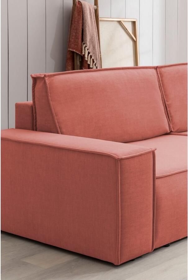 Home affaire 3-zitsbank SHERWOOD slaapbank (257 cm) ribfluweel velours vintage lederlook - Foto 4