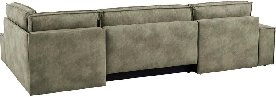 Home affaire Zithoek SHERWOOD 329 cm U-vorm slaapbank Slaapfunctie met bedkist (194x139 cm) cord vintage fluweel - Foto 13