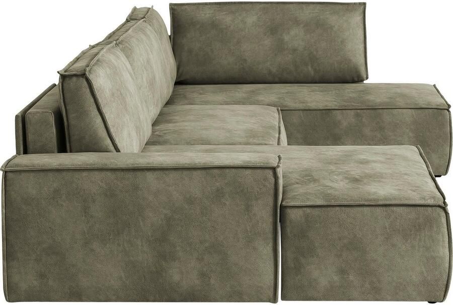 Home affaire Zithoek SHERWOOD 329 cm U-vorm slaapbank Slaapfunctie met bedkist (194x139 cm) cord vintage fluweel - Foto 7