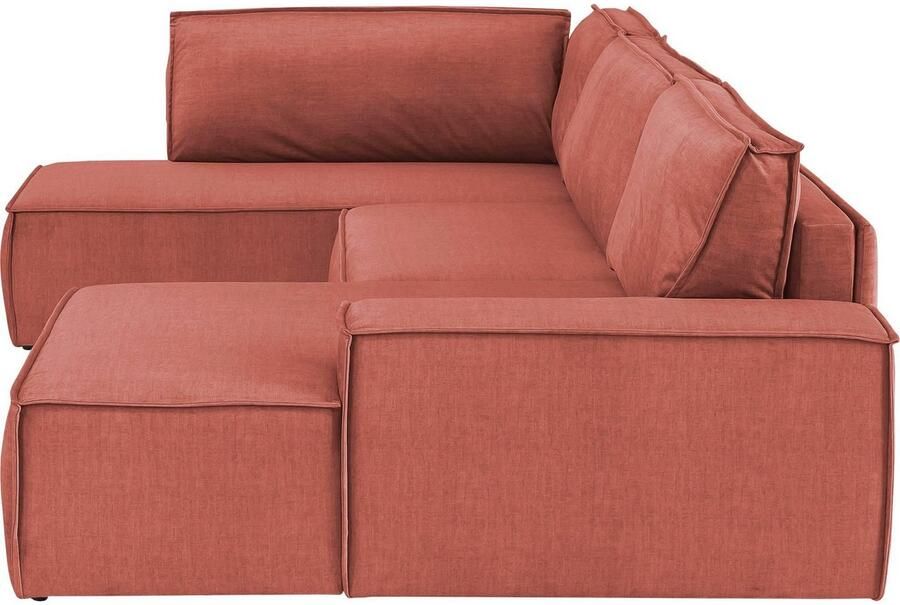 Home affaire Zithoek SHERWOOD 329 cm U-vorm slaapbank Slaapfunctie met bedkist (194x139 cm) cord vintage fluweel - Foto 7