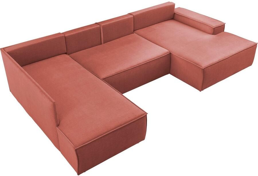 Home affaire Zithoek SHERWOOD 329 cm U-vorm slaapbank Slaapfunctie met bedkist (194x139 cm) cord vintage fluweel - Foto 3