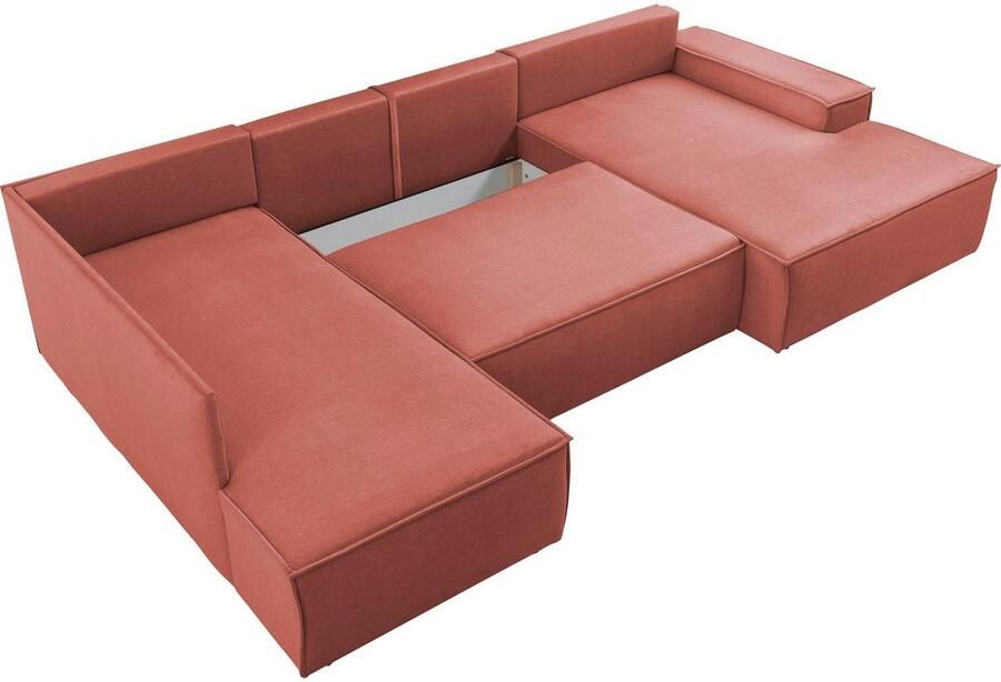 Home affaire Zithoek SHERWOOD 329 cm U-vorm slaapbank Slaapfunctie met bedkist (194x139 cm) cord vintage fluweel - Foto 4