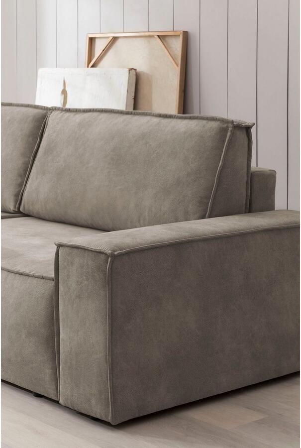 Home affaire Zithoek SHERWOOD 329 cm U-vorm slaapbank Slaapfunctie met bedkist (194x139 cm) cord vintage fluweel - Foto 5