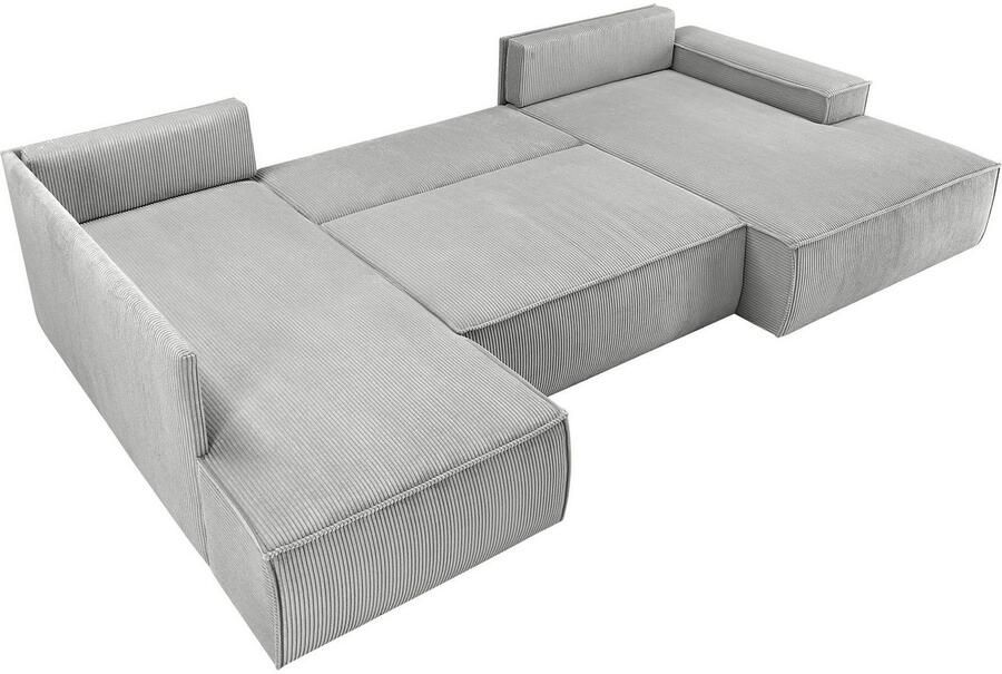 Home affaire Zithoek SHERWOOD 329 cm U-vorm slaapbank Slaapfunctie met bedkist (194x139 cm) cord vintage fluweel - Foto 3