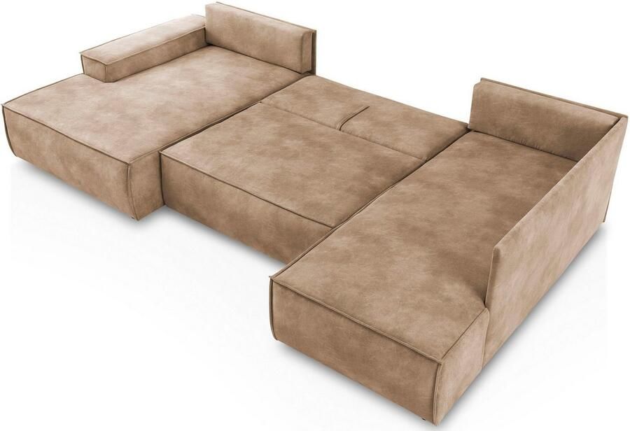 Home affaire Zithoek SHERWOOD 329 cm U-vorm slaapbank Slaapfunctie met bedkist (194x139 cm) cord vintage fluweel - Foto 5