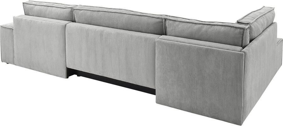 Home affaire Zithoek SHERWOOD 329 cm U-vorm slaapbank Slaapfunctie met bedkist (194x139 cm) cord vintage fluweel - Foto 11