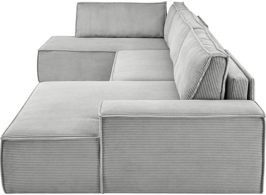 Home affaire Zithoek SHERWOOD 329 cm U-vorm slaapbank Slaapfunctie met bedkist (194x139 cm) cord vintage fluweel