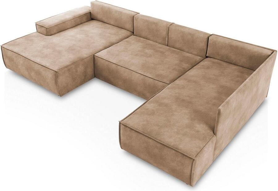 Home affaire Zithoek SHERWOOD 329 cm U-vorm slaapbank Slaapfunctie met bedkist (194x139 cm) cord vintage fluweel - Foto 4
