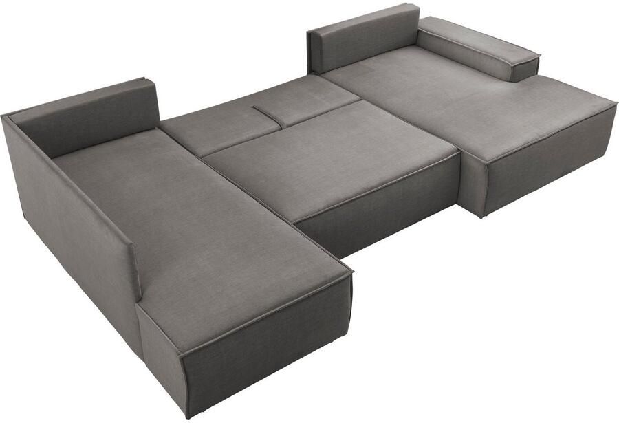 Home affaire Zithoek SHERWOOD 329 cm U-vorm slaapbank Slaapfunctie met bedkist (194x139 cm) cord vintage fluweel - Foto 4