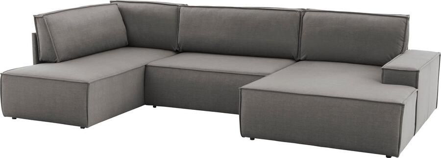 Home affaire Zithoek SHERWOOD 329 cm U-vorm slaapbank Slaapfunctie met bedkist (194x139 cm) cord vintage fluweel - Foto 12