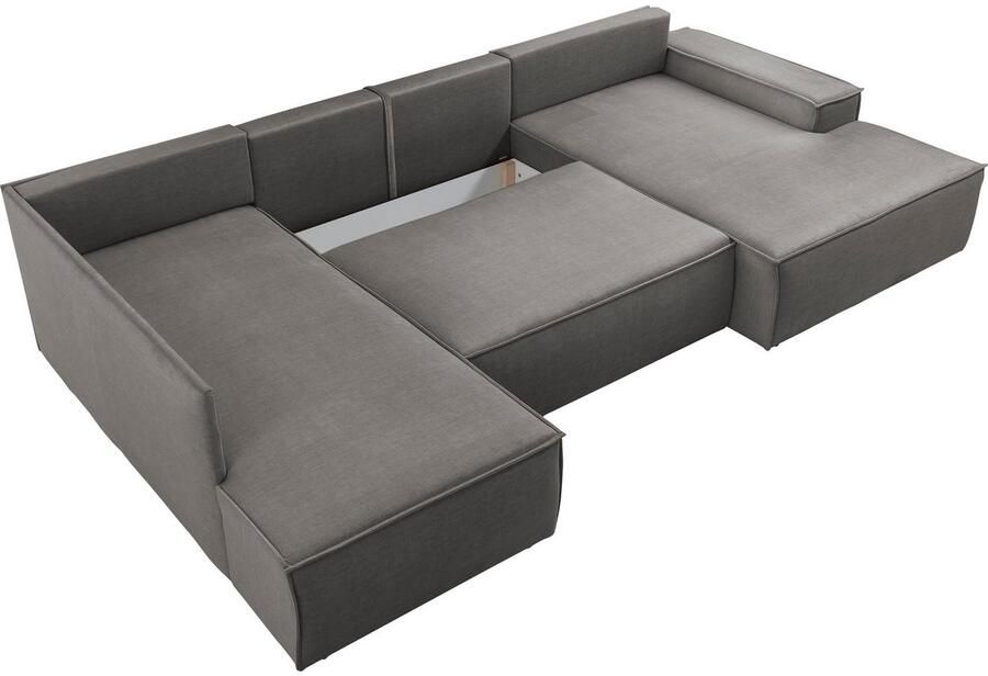 Home affaire Zithoek SHERWOOD 329 cm U-vorm slaapbank Slaapfunctie met bedkist (194x139 cm) cord vintage fluweel - Foto 3