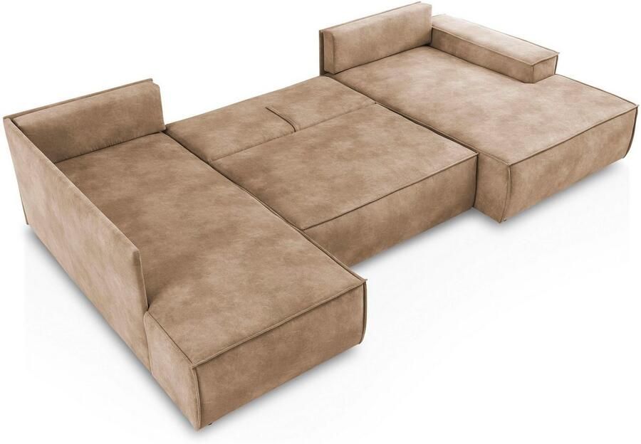 Home affaire Zithoek SHERWOOD 329 cm U-vorm slaapbank Slaapfunctie met bedkist (194x139 cm) cord vintage fluweel - Foto 3