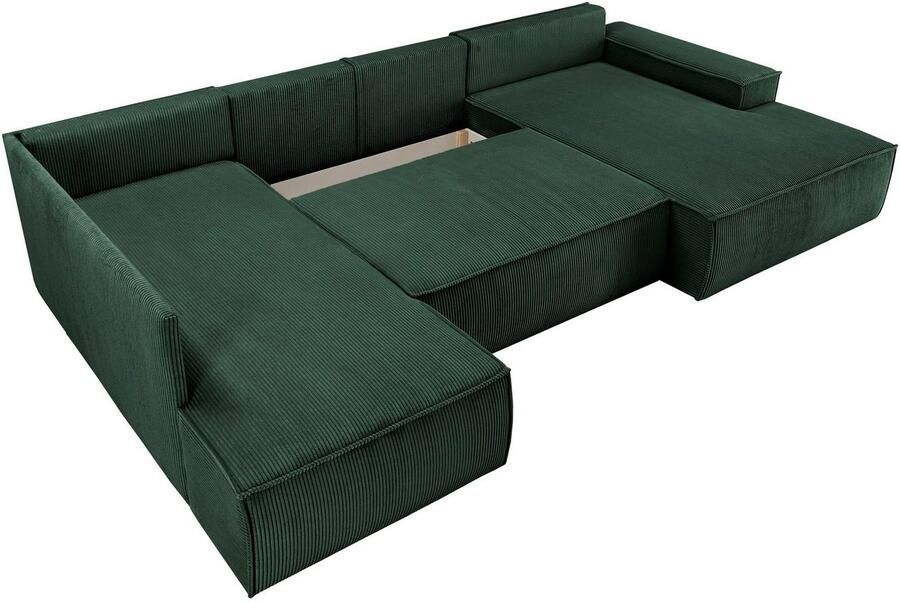 Home affaire Zithoek SHERWOOD 329 cm U-vorm slaapbank Slaapfunctie met bedkist (194x139 cm) cord vintage fluweel - Foto 3