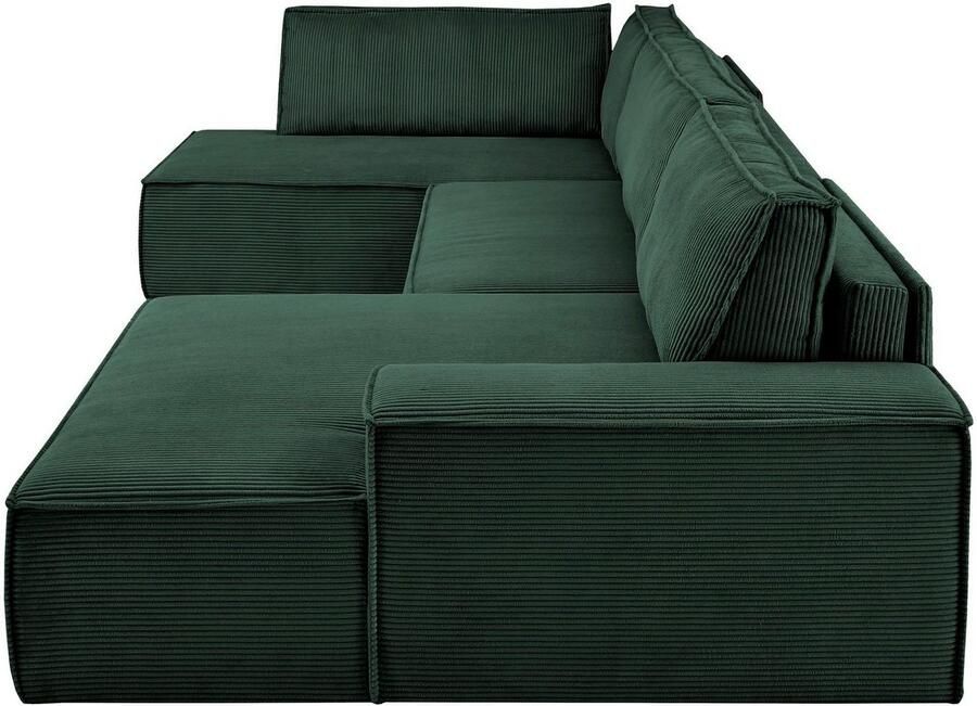 Home affaire Zithoek SHERWOOD 329 cm U-vorm slaapbank Slaapfunctie met bedkist (194x139 cm) cord vintage fluweel - Foto 2