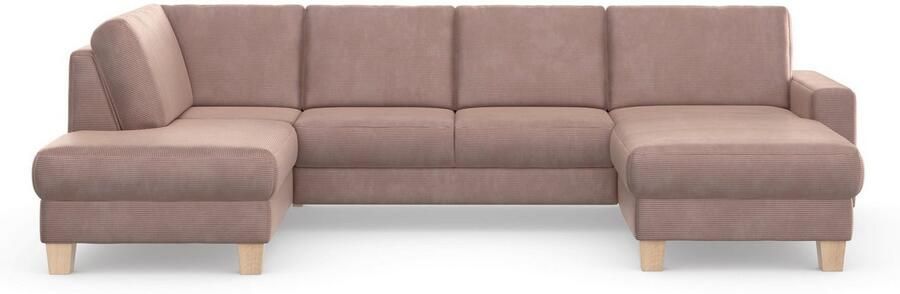 Home affaire Zithoek SUMMER U-vorm met of zonder slaapfunctie en bedkist cordbekleding